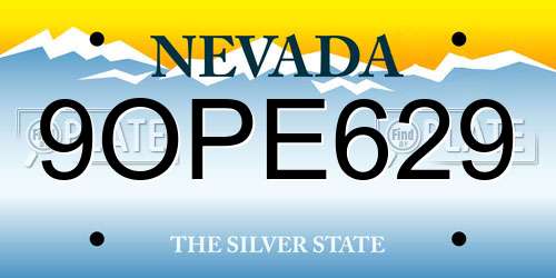 9OPE629 Nevada License Plate