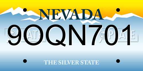 9OQN701 Nevada License Plate