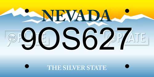 9OS627 Nevada License Plate