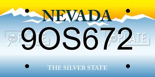 9OS672 Nevada License Plate