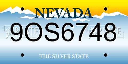 9OS6748 Nevada License Plate