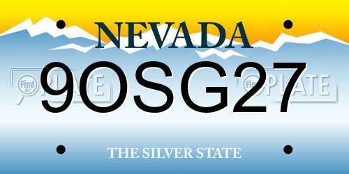 9OSG27 Nevada License Plate