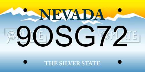 9OSG72 Nevada License Plate
