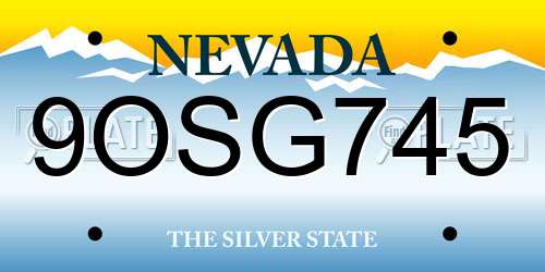 9OSG745 Nevada License Plate