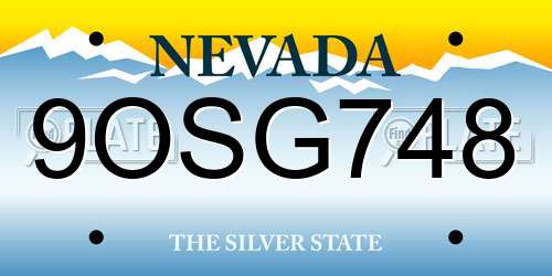 9OSG748 Nevada License Plate