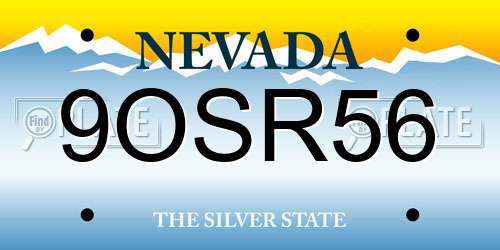 9OSR56 Nevada License Plate