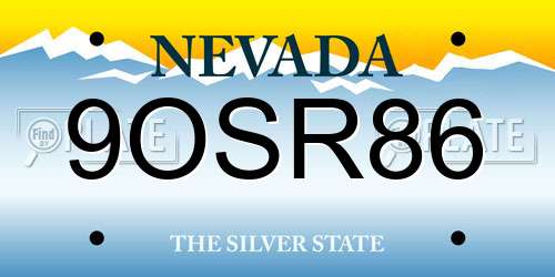 9OSR86 Nevada License Plate