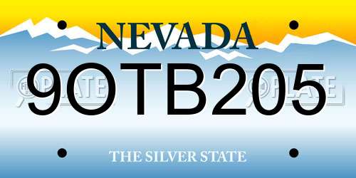 9OTB205 Nevada License Plate