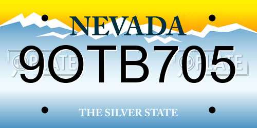 9OTB705 Nevada License Plate