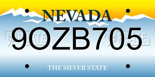 9OZB705 Nevada License Plate