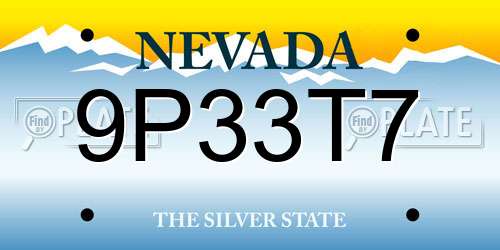 9P33T7 Nevada License Plate