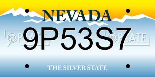 9P53S7 Nevada License Plate