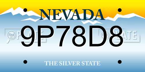 9P78D8 Nevada License Plate