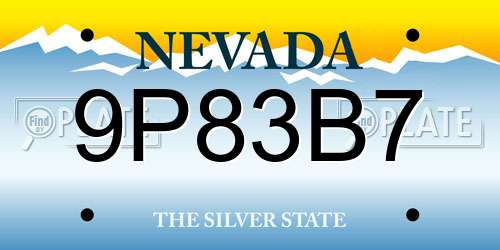 9P83B7 Nevada License Plate
