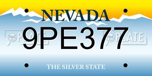 9PE377 Nevada License Plate