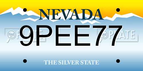 9PEE77 Nevada License Plate