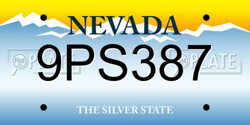 9PS387 Nevada License Plate