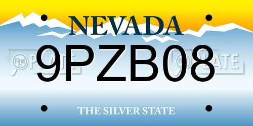 9PZB08 Nevada License Plate