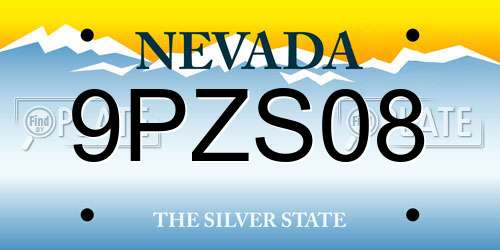 9PZS08 Nevada License Plate