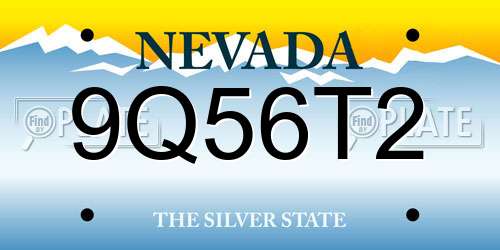 9Q56T2 Nevada License Plate