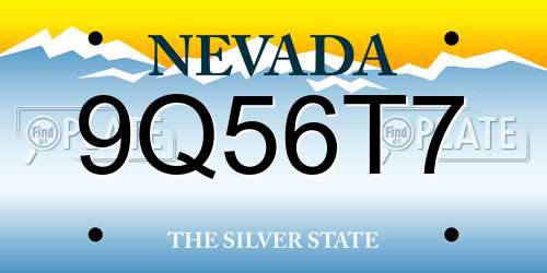 9Q56T7 Nevada License Plate