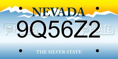9Q56Z2 Nevada License Plate