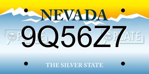 9Q56Z7 Nevada License Plate