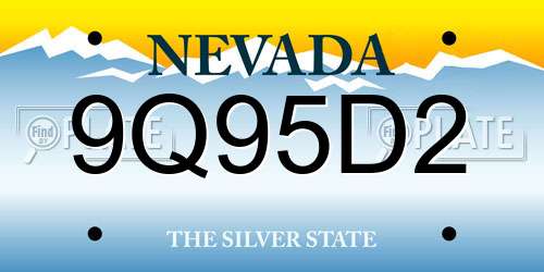 9Q95D2 Nevada License Plate