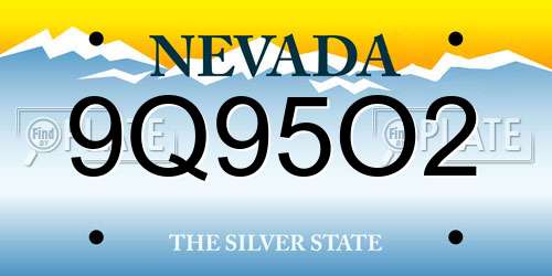 9Q95O2 Nevada License Plate