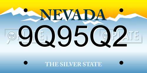 9Q95Q2 Nevada License Plate