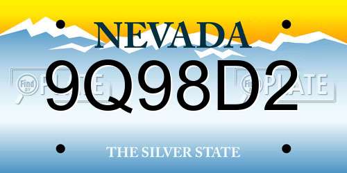 9Q98D2 Nevada License Plate