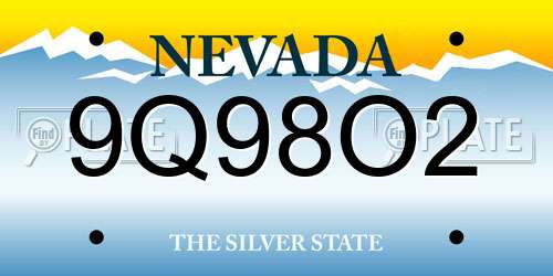 9Q98O2 Nevada License Plate