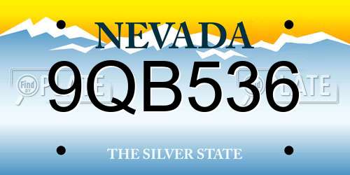 9QB536 Nevada License Plate