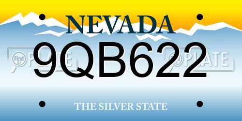 9QB622 Nevada License Plate