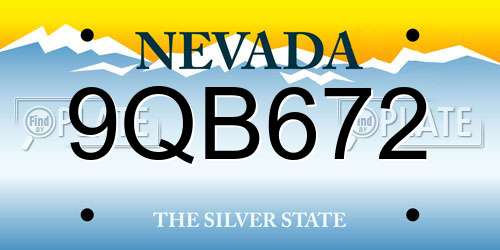 9QB672 Nevada License Plate