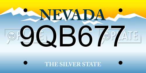 9QB677 Nevada License Plate