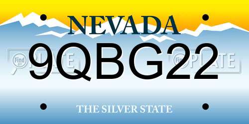 9QBG22 Nevada License Plate