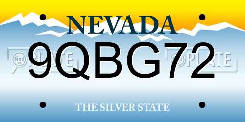 9QBG72 Nevada License Plate
