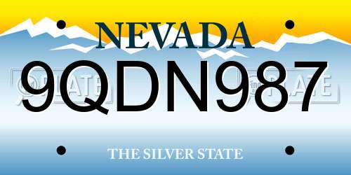 9QDN987 Nevada License Plate
