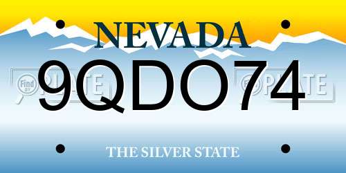 9QDO74 Nevada License Plate