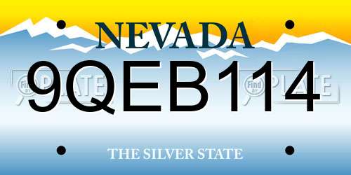 9QEB114 Nevada License Plate