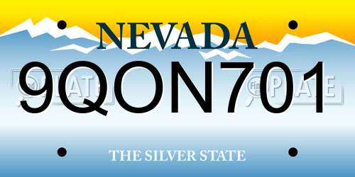 9QON701 Nevada License Plate
