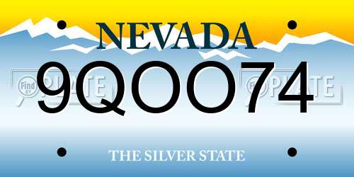 9QOO74 Nevada License Plate