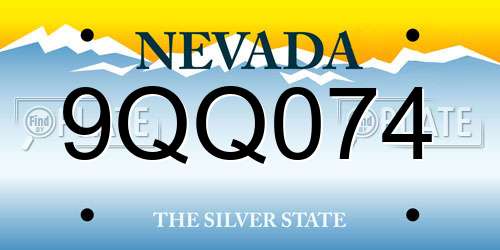 9QQ074 Nevada License Plate