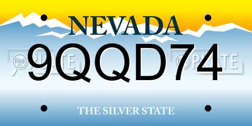 9QQD74 Nevada License Plate