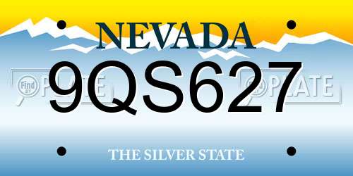 9QS627 Nevada License Plate