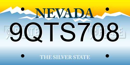 9QTS708 Nevada License Plate