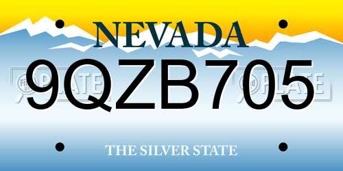 9QZB705 Nevada License Plate