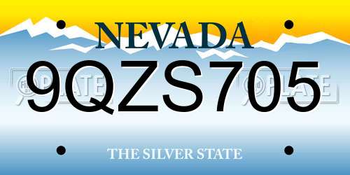 9QZS705 Nevada License Plate