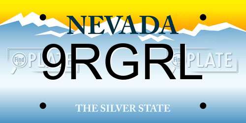 9RGRL Nevada License Plate
